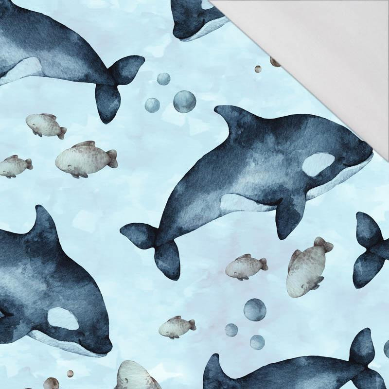 ORKI (ŚWIAT OCEANU) / KAMUFLAŻ wz. 2 (błękitny) - single jersey z elastanem 
