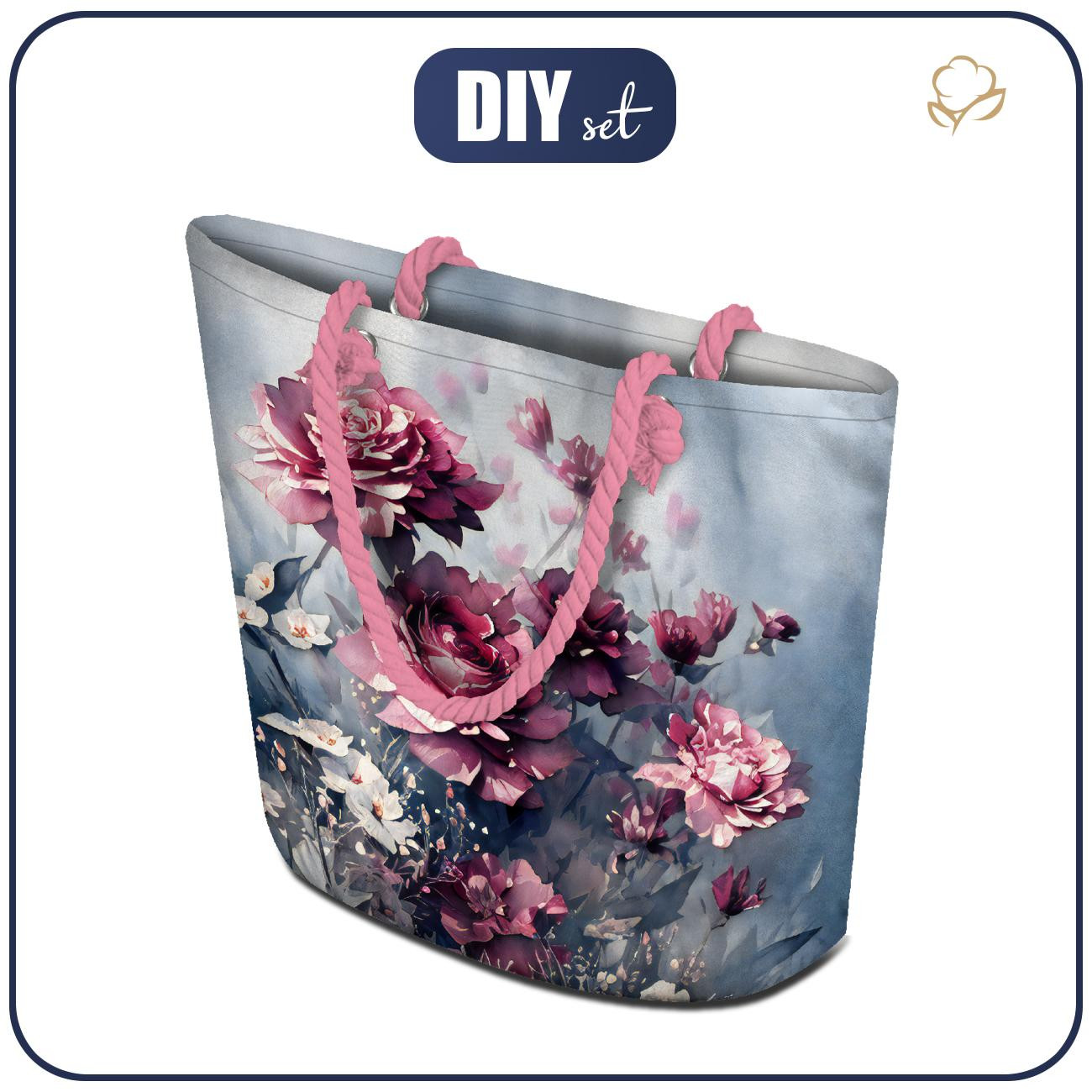 TORBA SHOPPER - VINTAGE FLOWERS wz. 4 - zestaw do uszycia