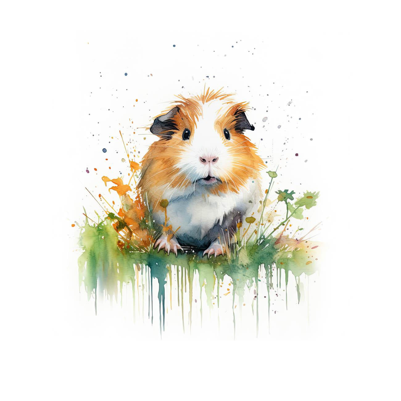 WATERCOLOR GUINEA PIG - panel (60cm x 50cm)