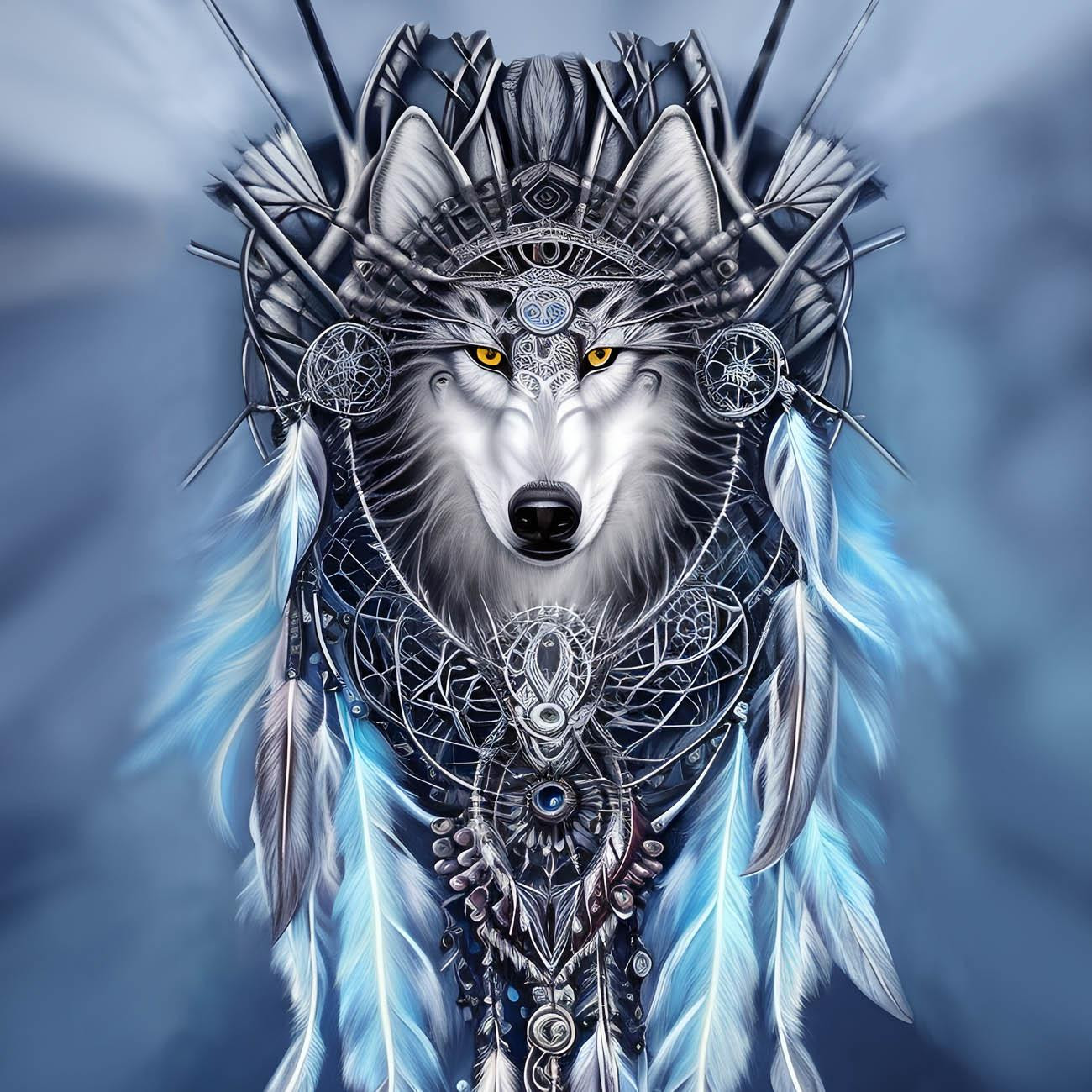 SPIRIT WOLF - panel (60cm x 50cm)