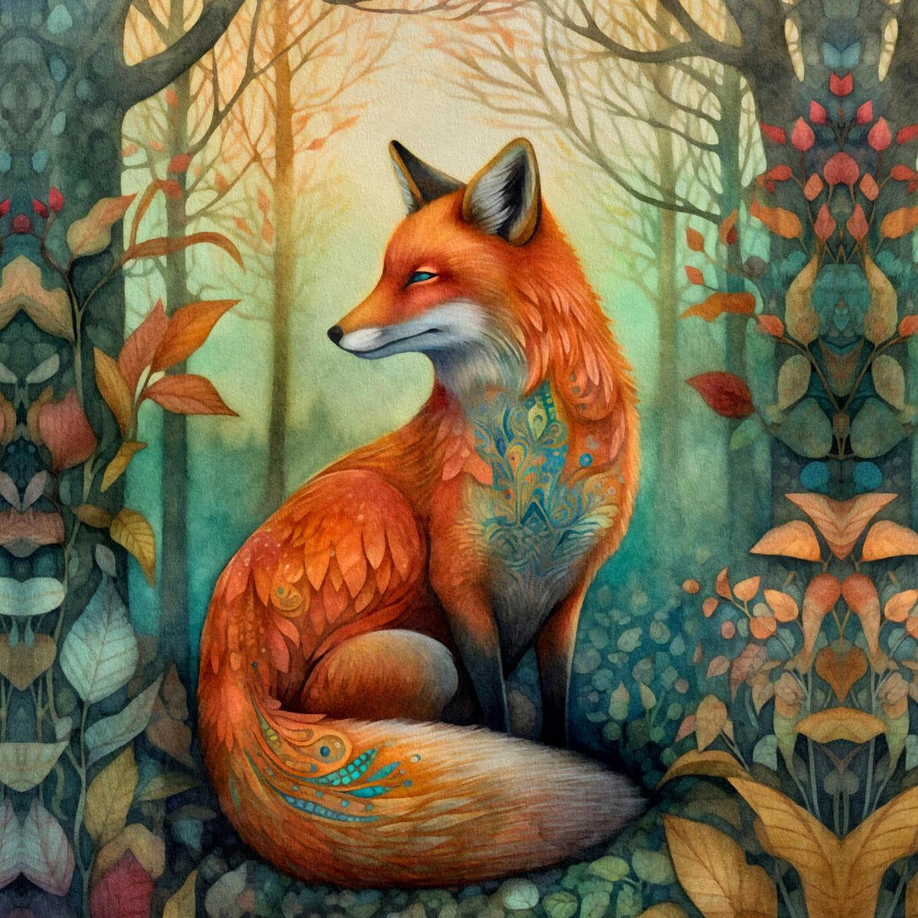 BOHO FOX - panel (60cm x 50cm)