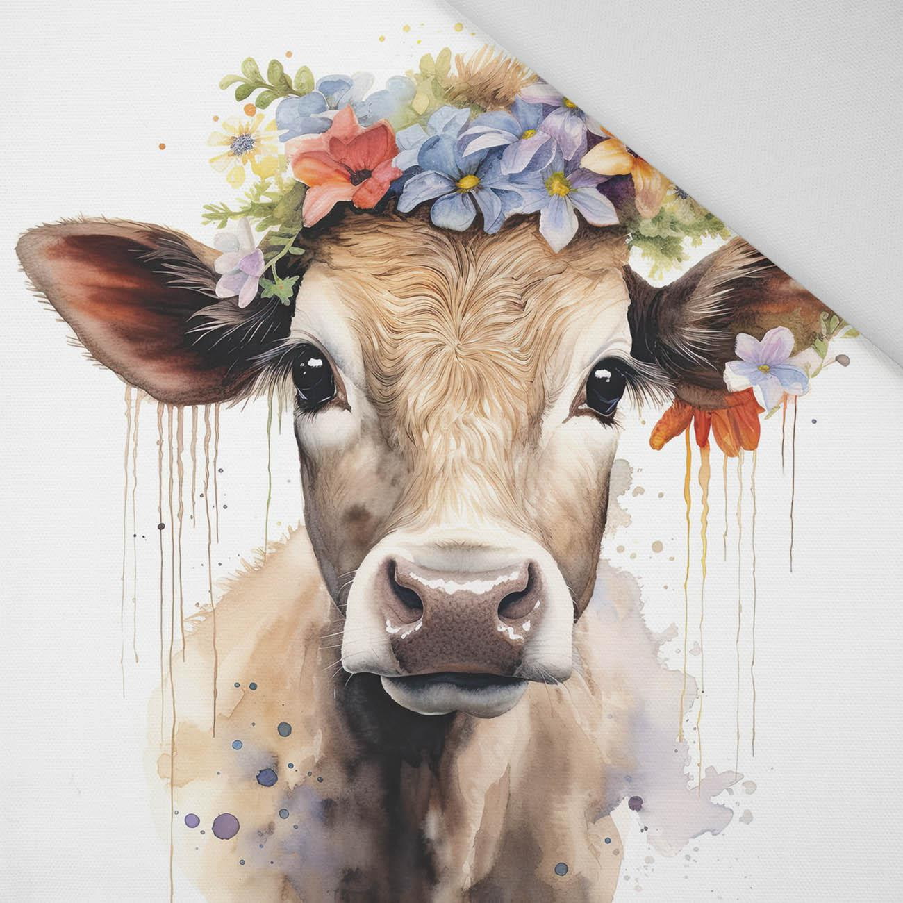 WATERCOLOR COW - panel (75cm x 80cm) Panama 220g