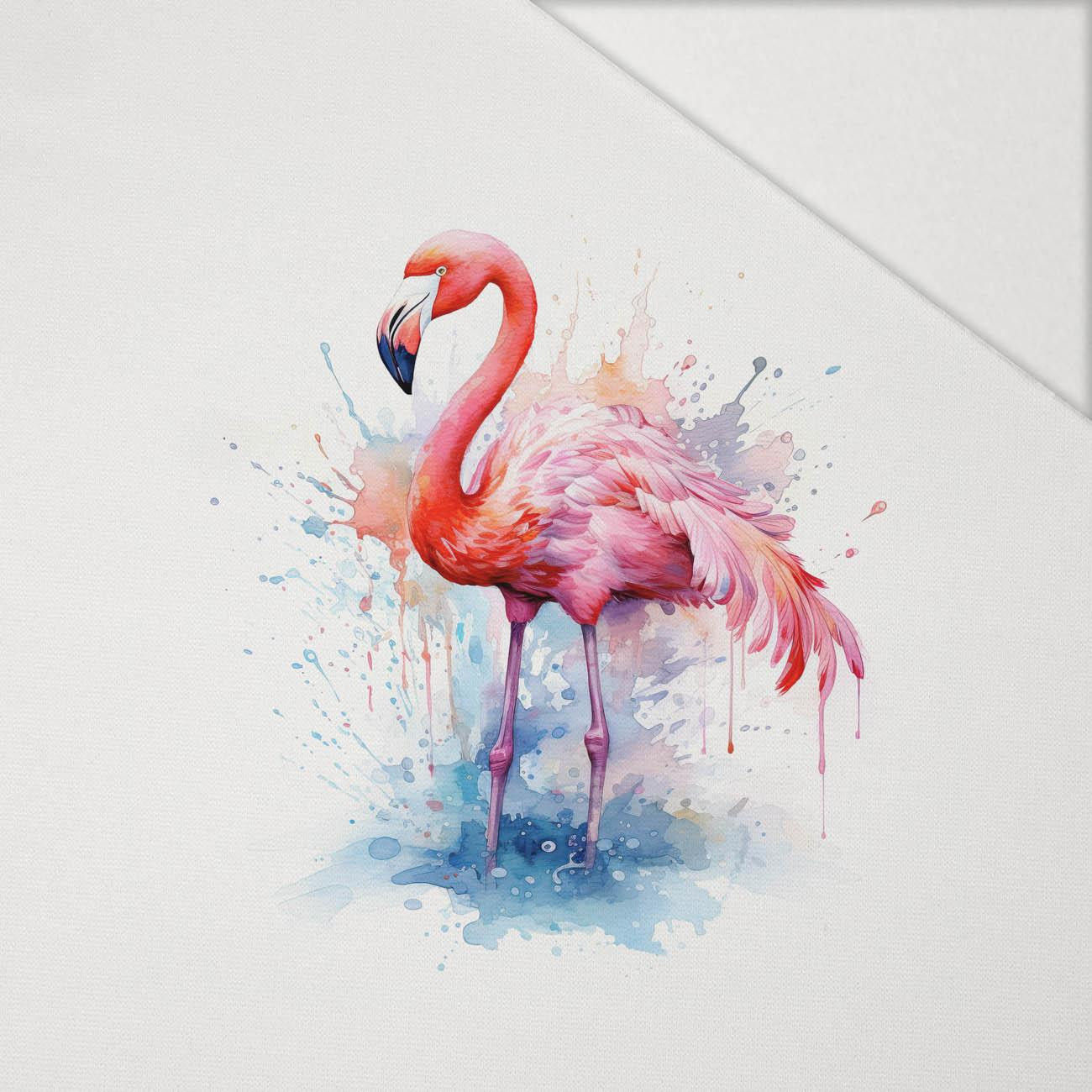 WATERCOLOR FLAMINGO - PANEL (60cm x 50cm) Hydrofobowa dzianina drapana 