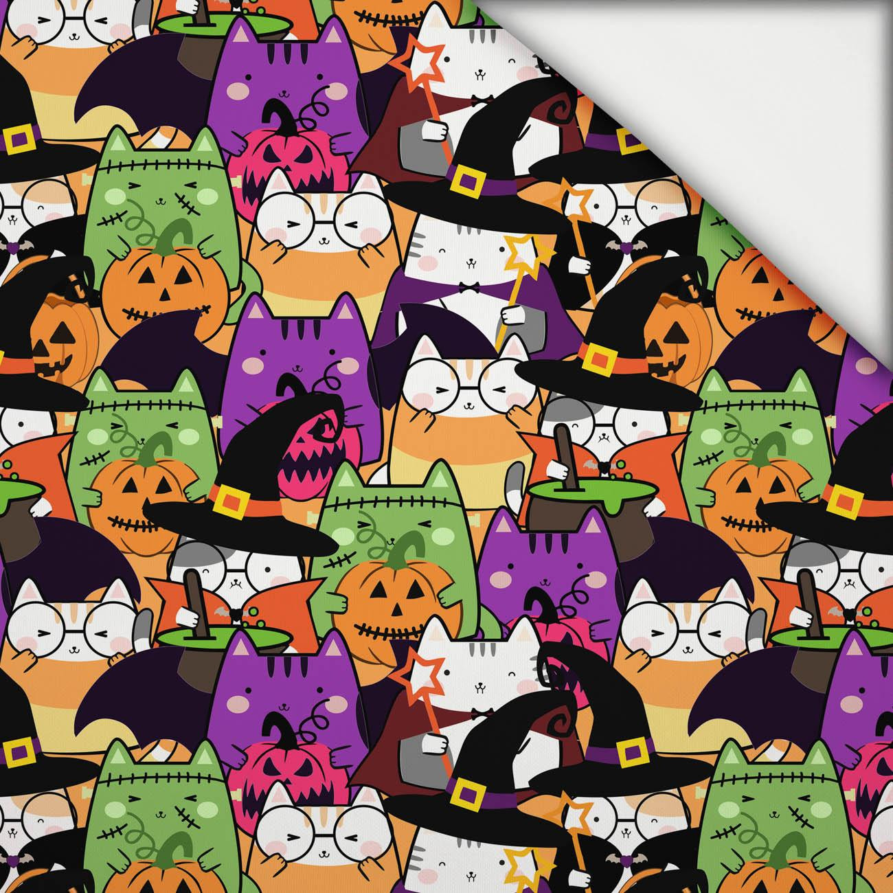 HALLOWEEN CATS WZ. 2 - lekka dzianina drapana