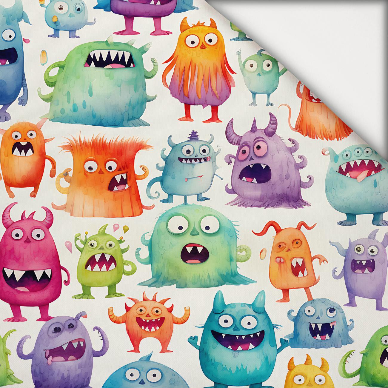 FUNNY MONSTERS WZ. 1 - lekka dzianina drapana