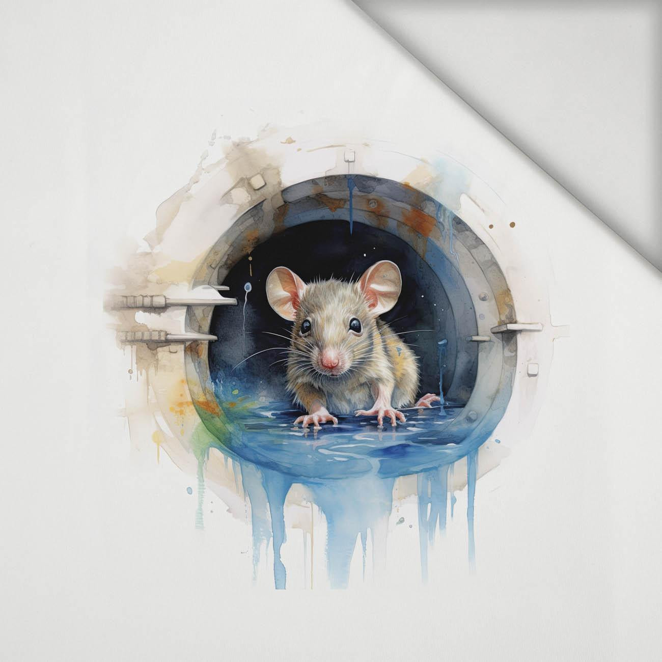 WATERCOLOR RAT - panel (60cm x 50cm) lycra 300g