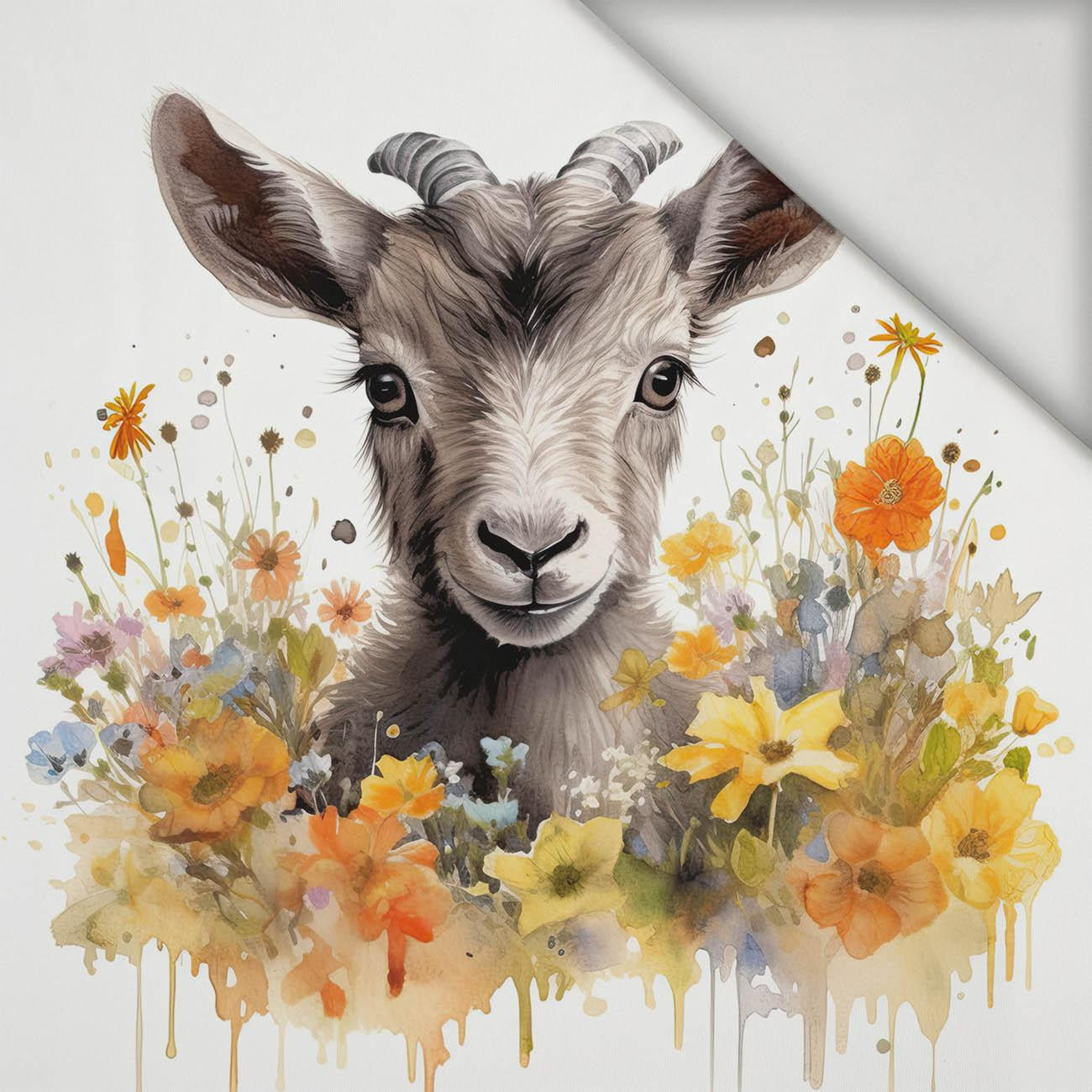 WATERCOLOR GOAT - PANEL (75cm x 80cm) lycra 300g