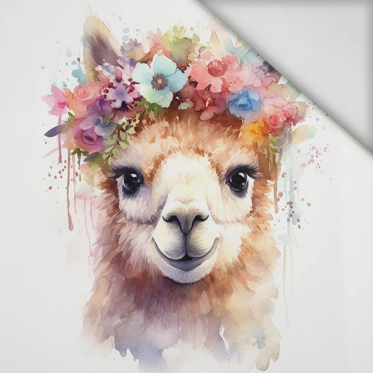 WATERCOLOR LAMA - PANEL (75cm x 80cm) lycra 300g