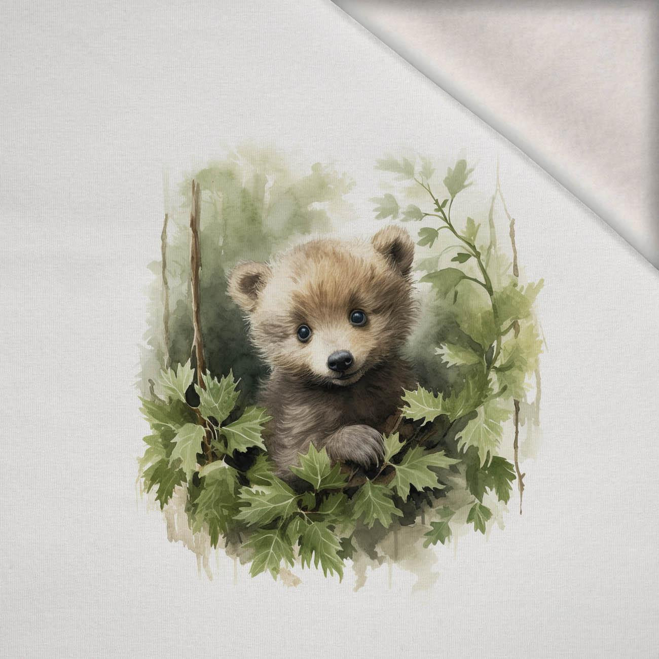 WATERCOLOR LITTLE BEAR - PANEL (60cm x 50cm) dzianina drapana z elastanem ITY