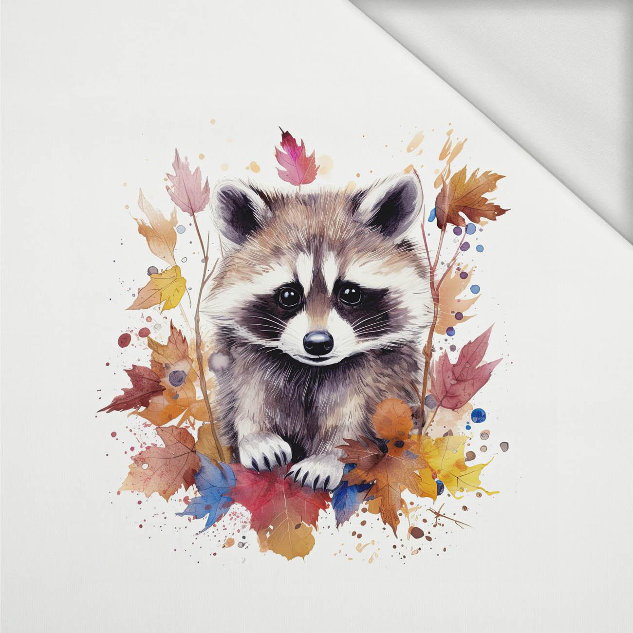 WATERCOLOR RACCOON WZ. 2 - panel (60cm x 50cm) dzianina pętelkowa