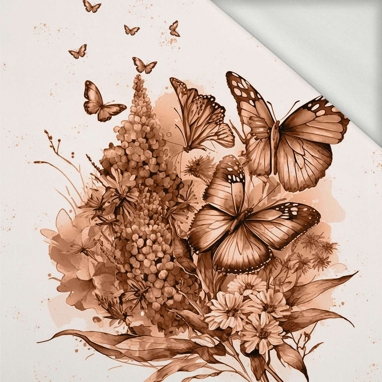 BEAUTIFUL BUTTERFLY WZ. 1 / peach fuzz - panel (75cm x 80cm) dzianina pętelkowa