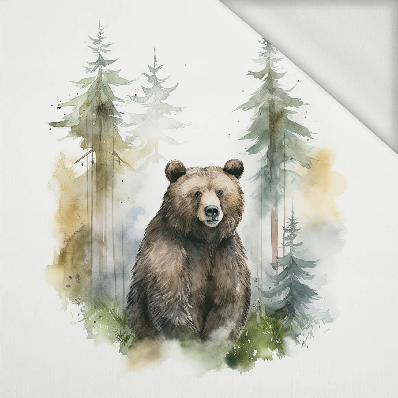 WATERCOLOR BEAR - panel (75cm x 80cm) dzianina pętelkowa