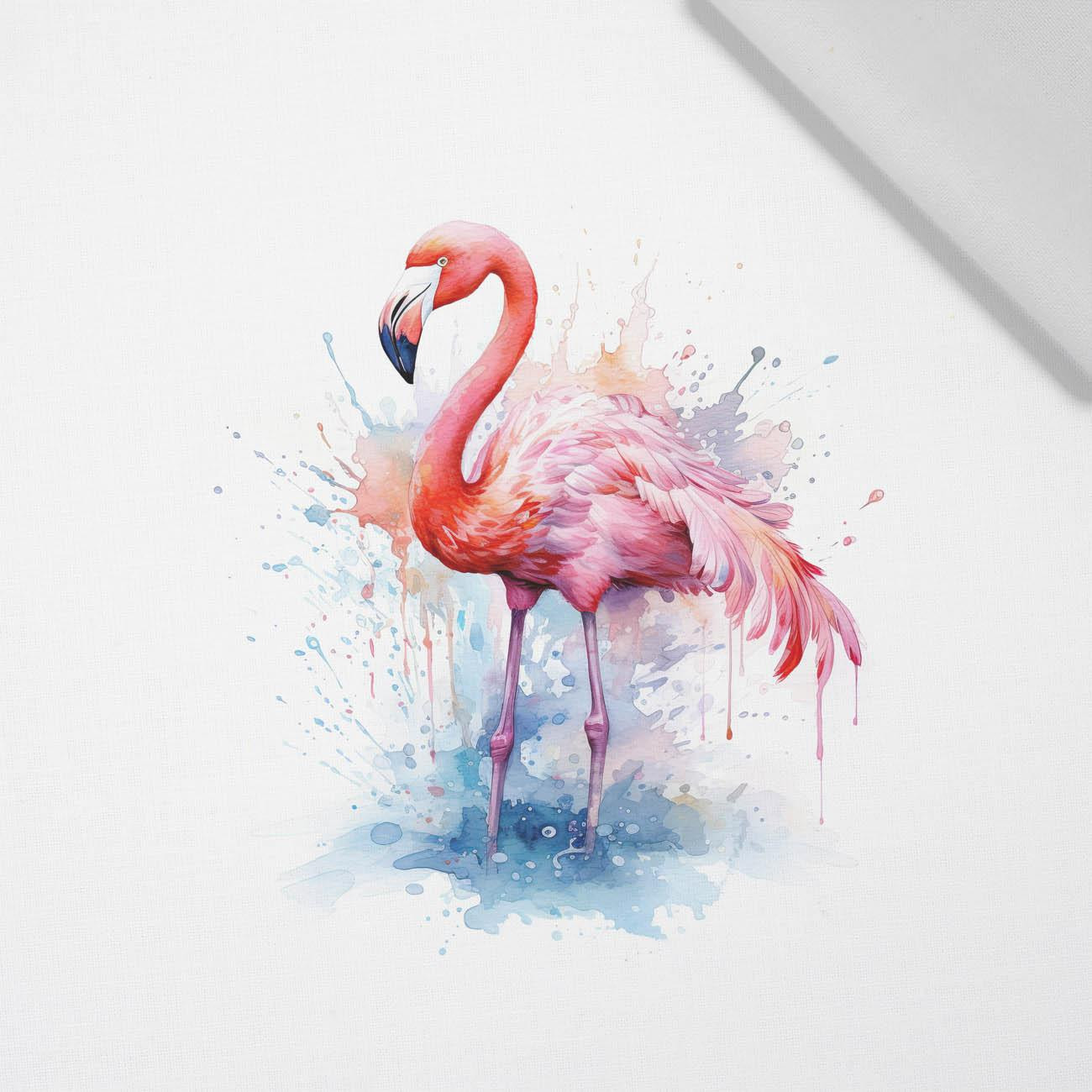 WATERCOLOR FLAMINGO - PANEL (60cm x 50cm) tkanina bawełniana