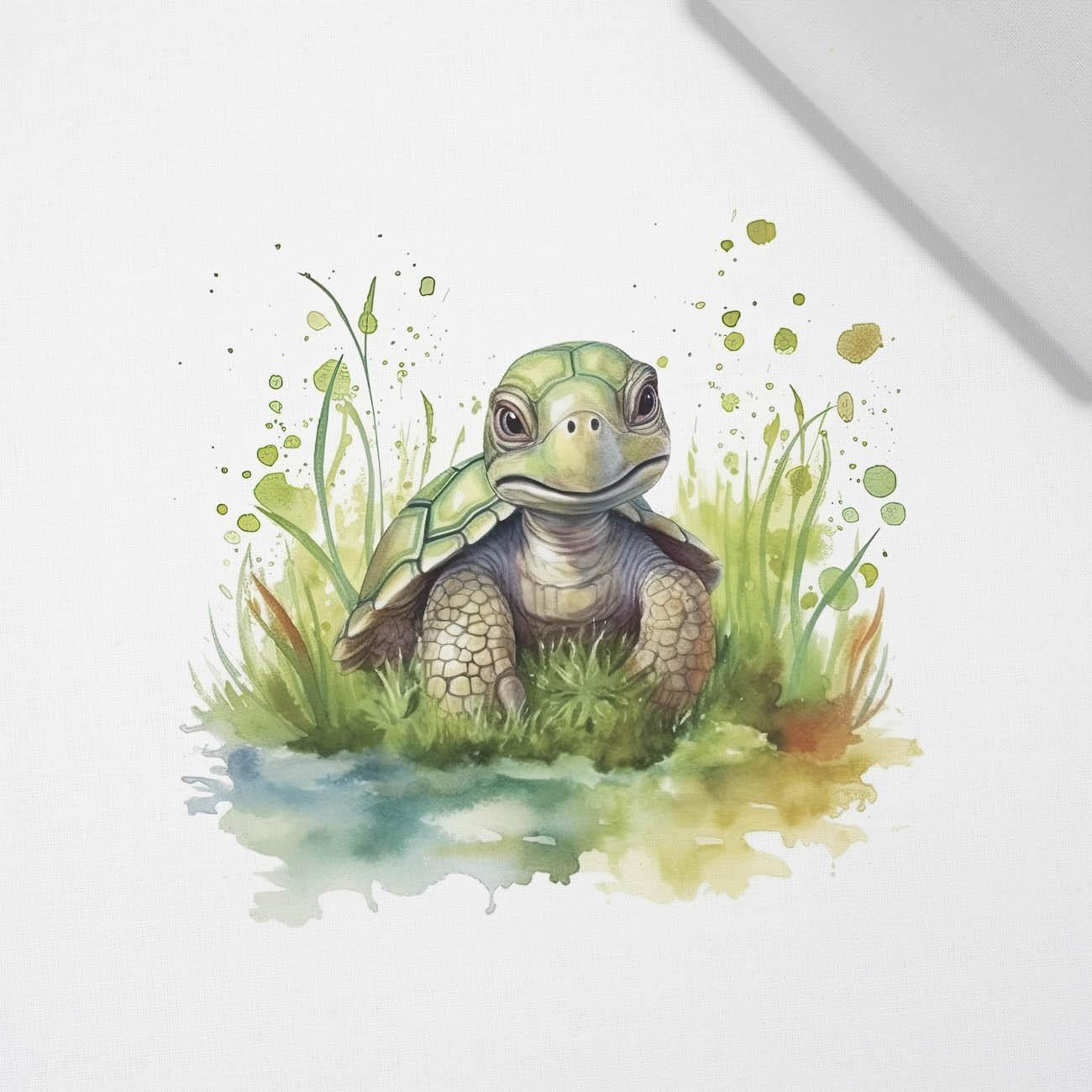 WATERCOLOR TORTOISE - PANEL (60cm x 50cm) tkanina bawełniana