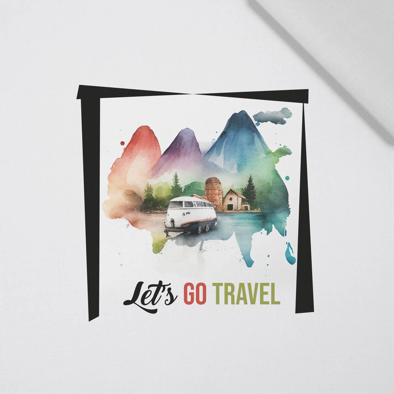 LET'S GO TRAVEL - panel (75cm x 80cm) tkanina bawełniana