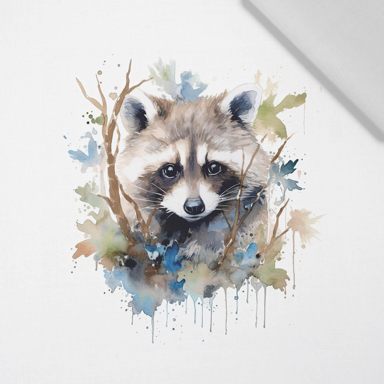 WATERCOLOR RACCOON WZ. 1 - panel (75cm x 80cm) tkanina bawełniana