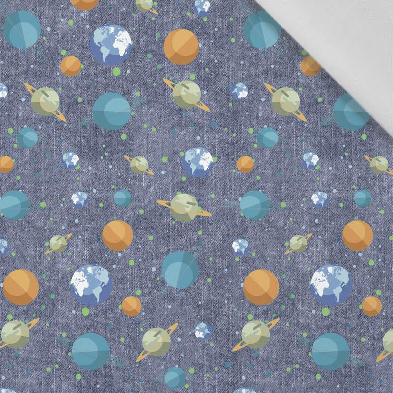 50cm PLANETY WZ. 2 (WYPRAWA W KOSMOS) / ACID WASH GRANATOWY - tkanina bawełniana