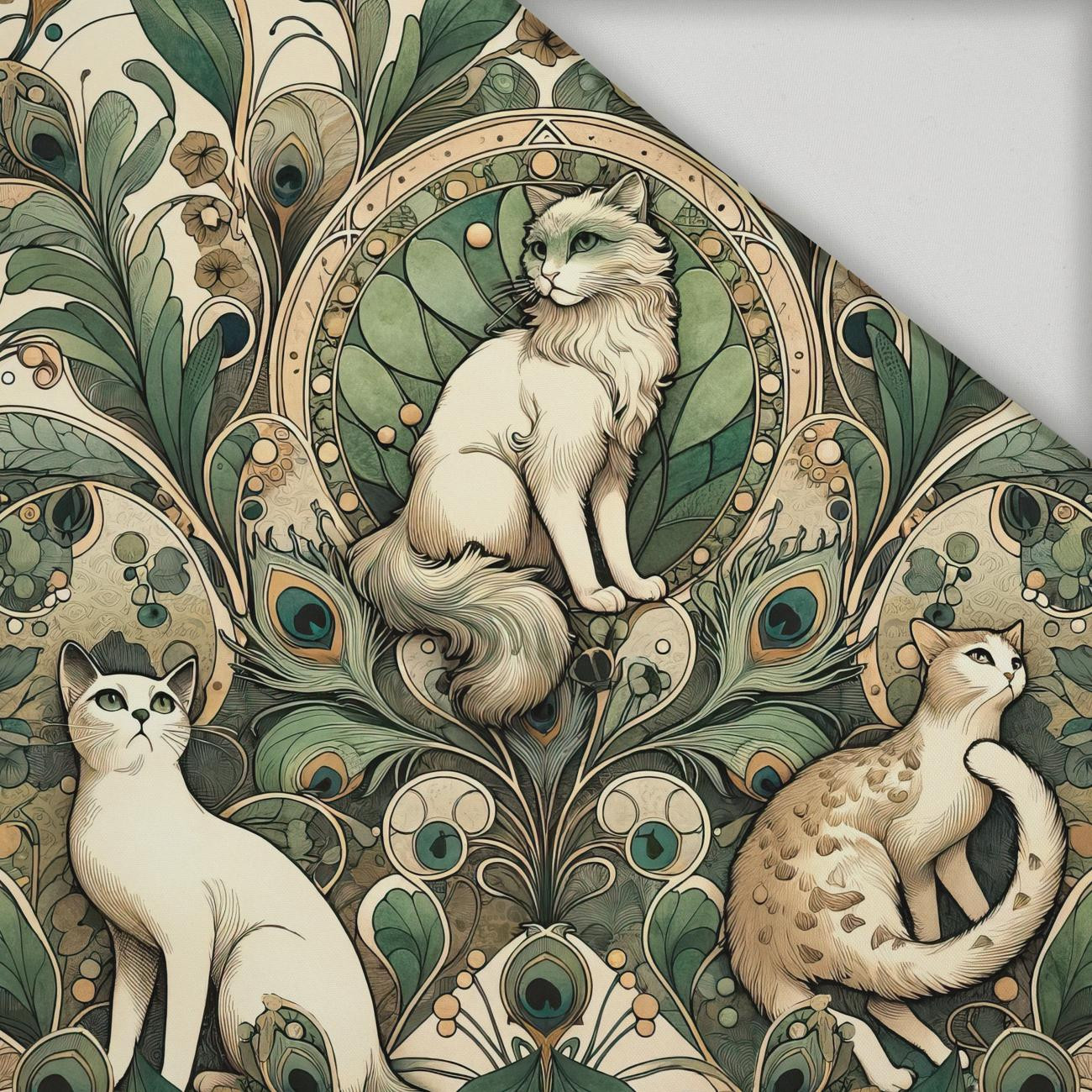 ART NOUVEAU CATS & FLOWERS WZ. 1 - tkanina szybkoschnąca