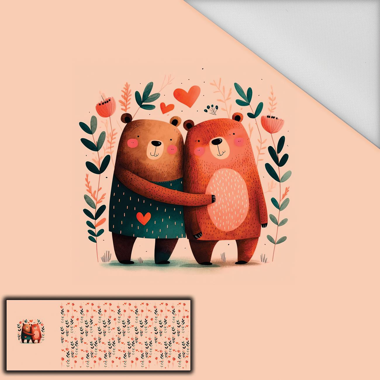 BEARS IN LOVE 3 - panel panoramiczny tkanina wodoodporna (60cm x 155cm)