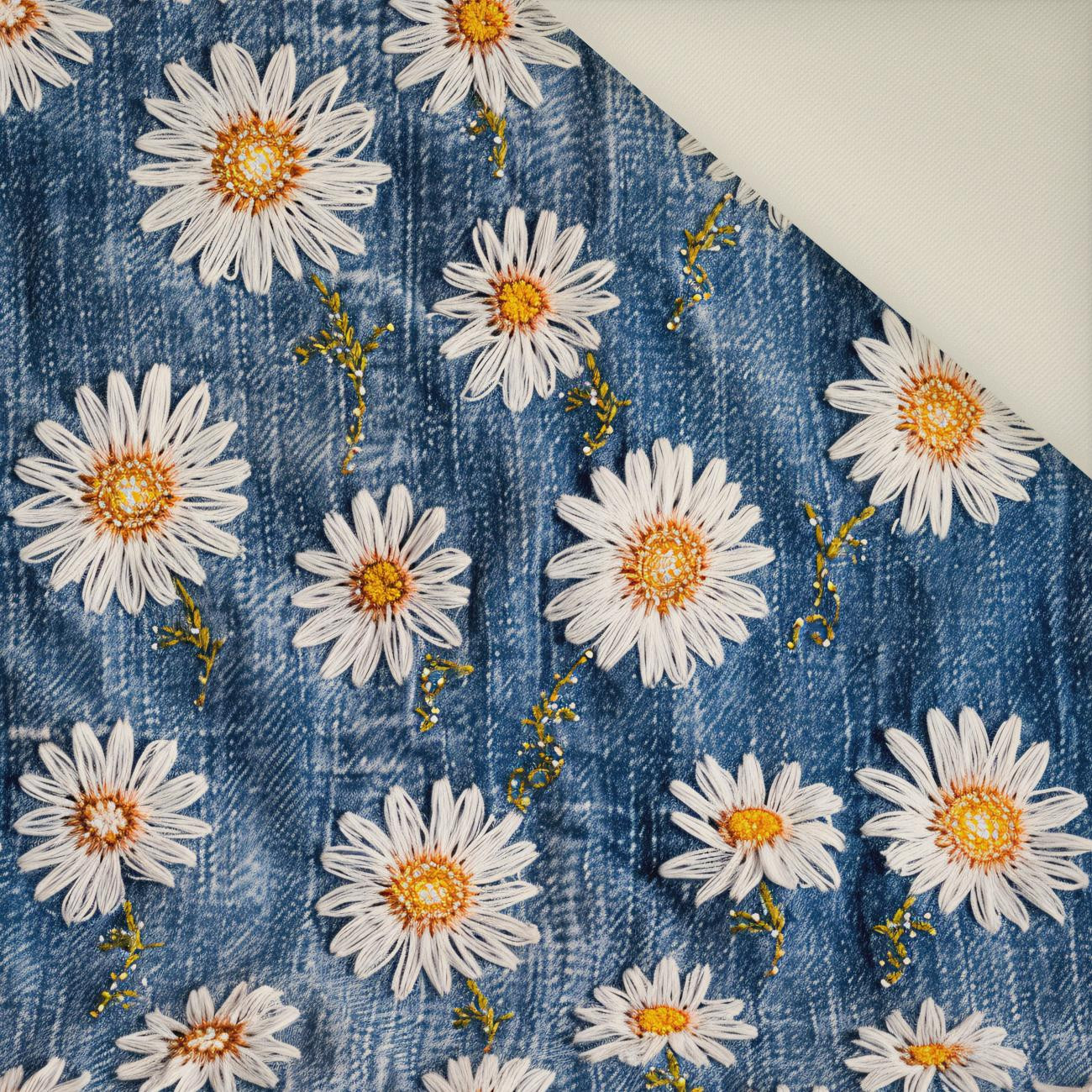 DAISIES DENIM IMITATION WZ. 2- Welur tapicerski