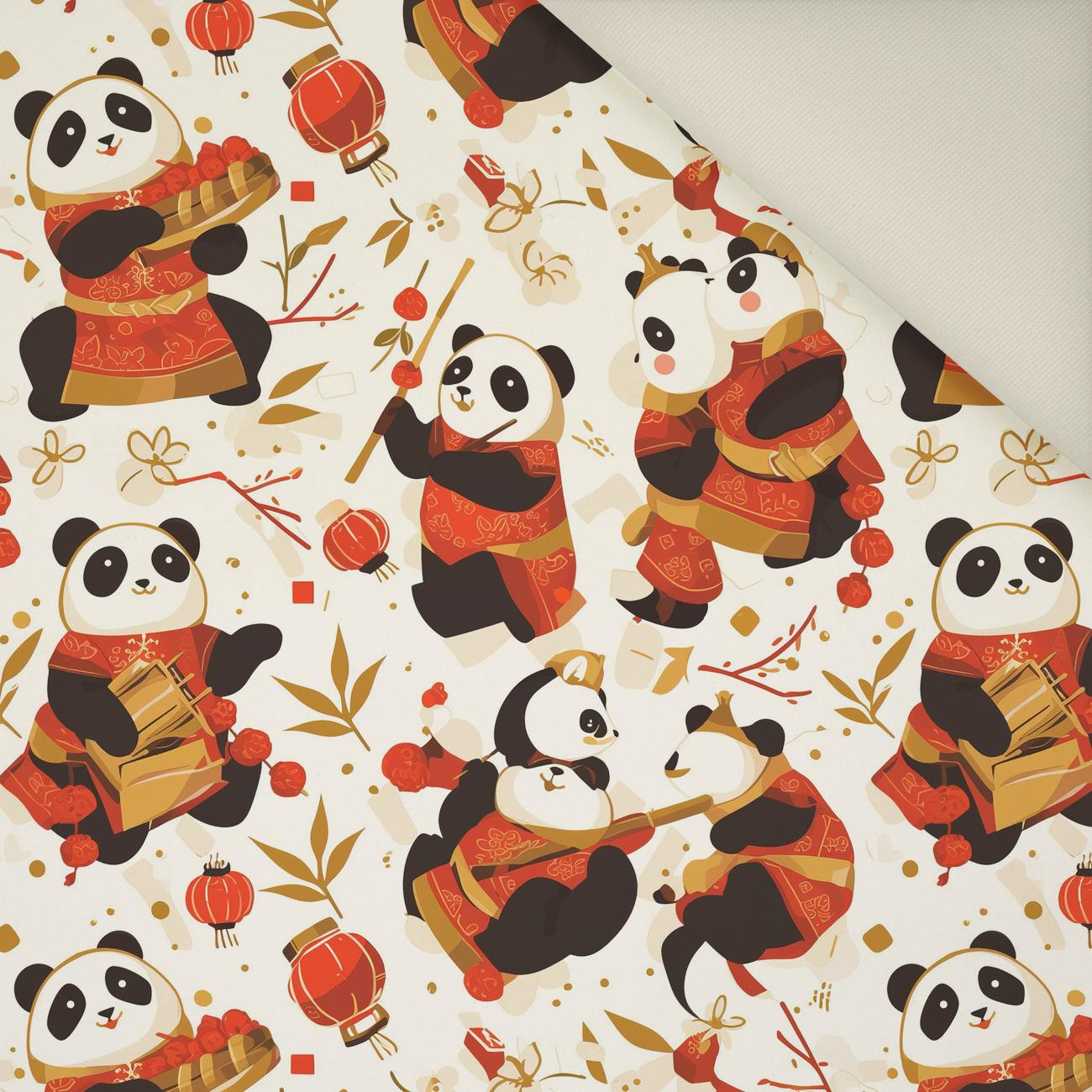 CHINESE PANDAS- Welur tapicerski
