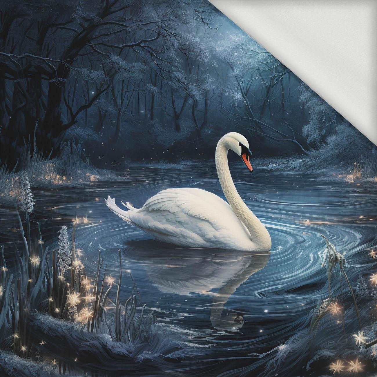 GOTHIC SWAN - panel (60cm x 50cm) dzianina pętelkowa