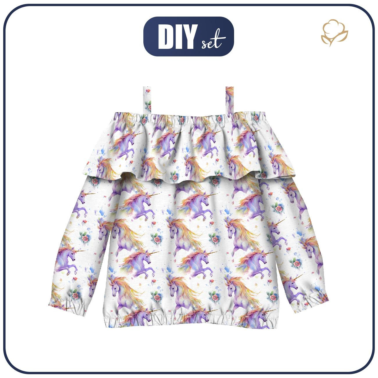 Bluzka hiszpanka (VIKI) - FAIRY WORLD wz.14 (UNICORN) - zestaw do uszycia
