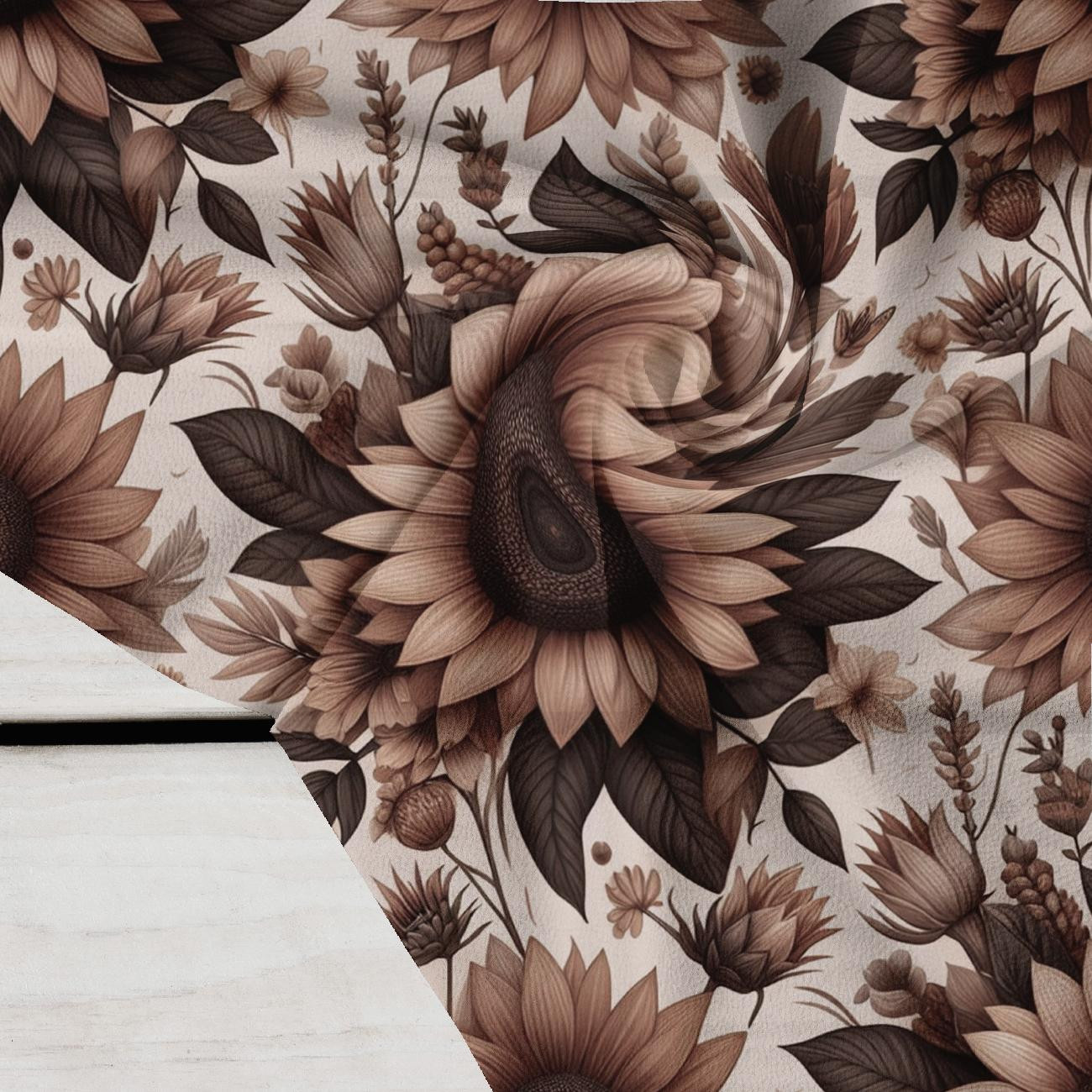 FLOWERS WZ.7/ Mocha Mousse  - Krepa