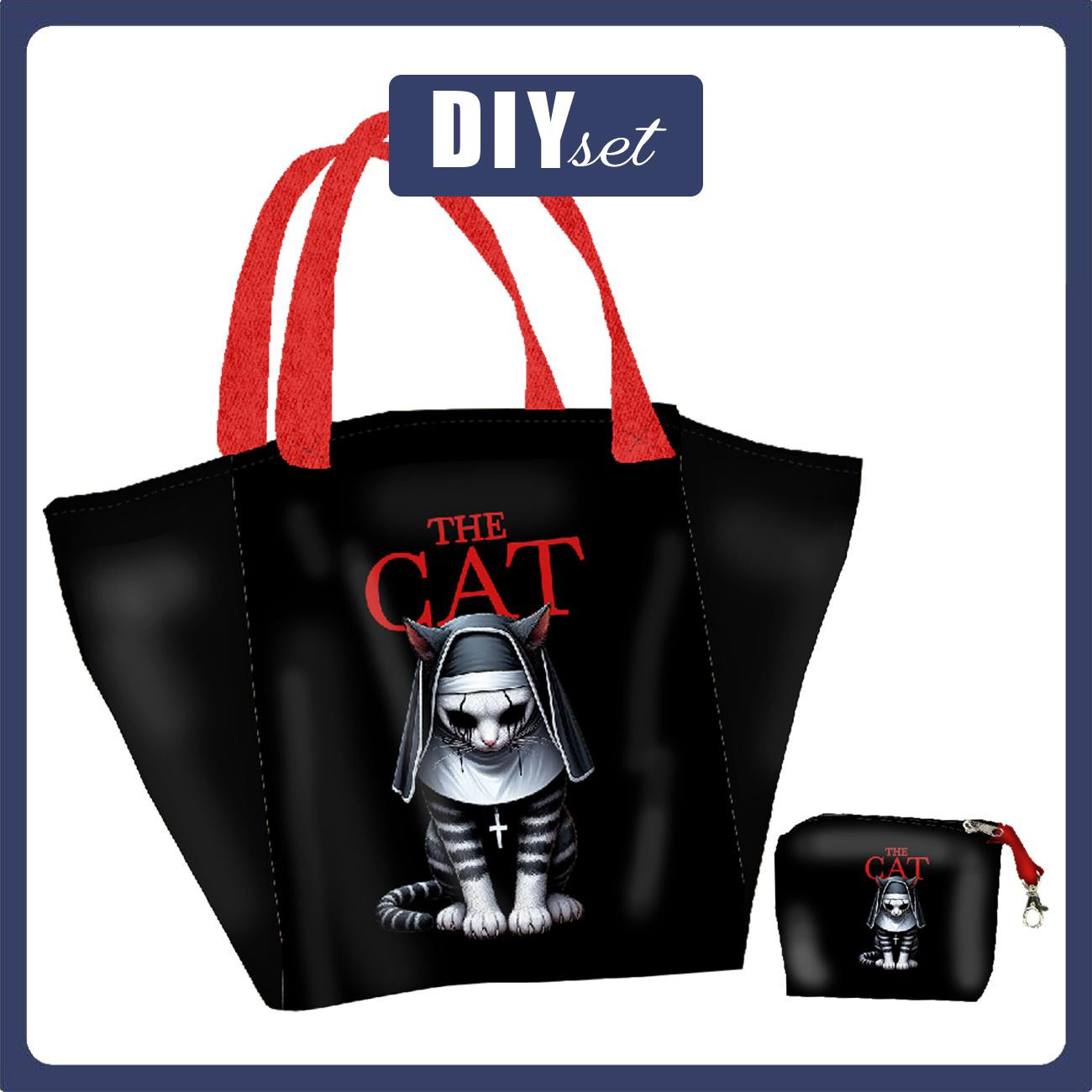 Torba XL z saszetką 2 w 1 - HALLOWEEN CAT - zestaw do uszycia