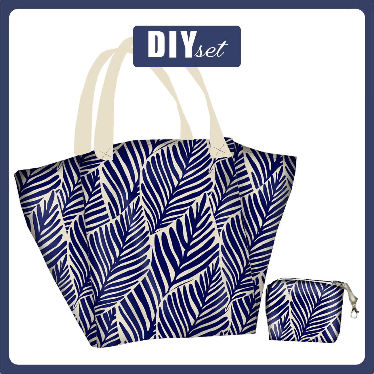 Torba XL z saszetką 2 w 1 - LEAVES wz.2 - zestaw do uszycia 