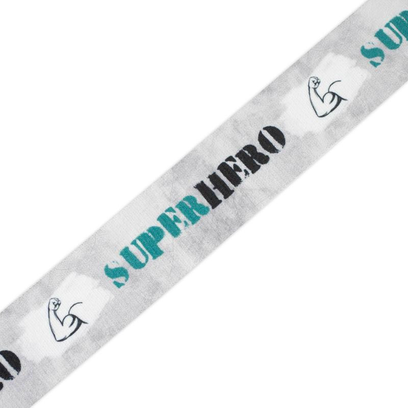 Guma tkana z nadrukiem - SUPERHERO / MOC / Rozmiar do wyboru
