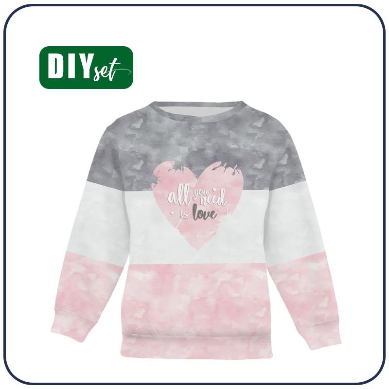 DZIECIĘCA BLUZA (NOE) - ALL YOU NEED IS LOVE / pasy - zestaw do uszycia