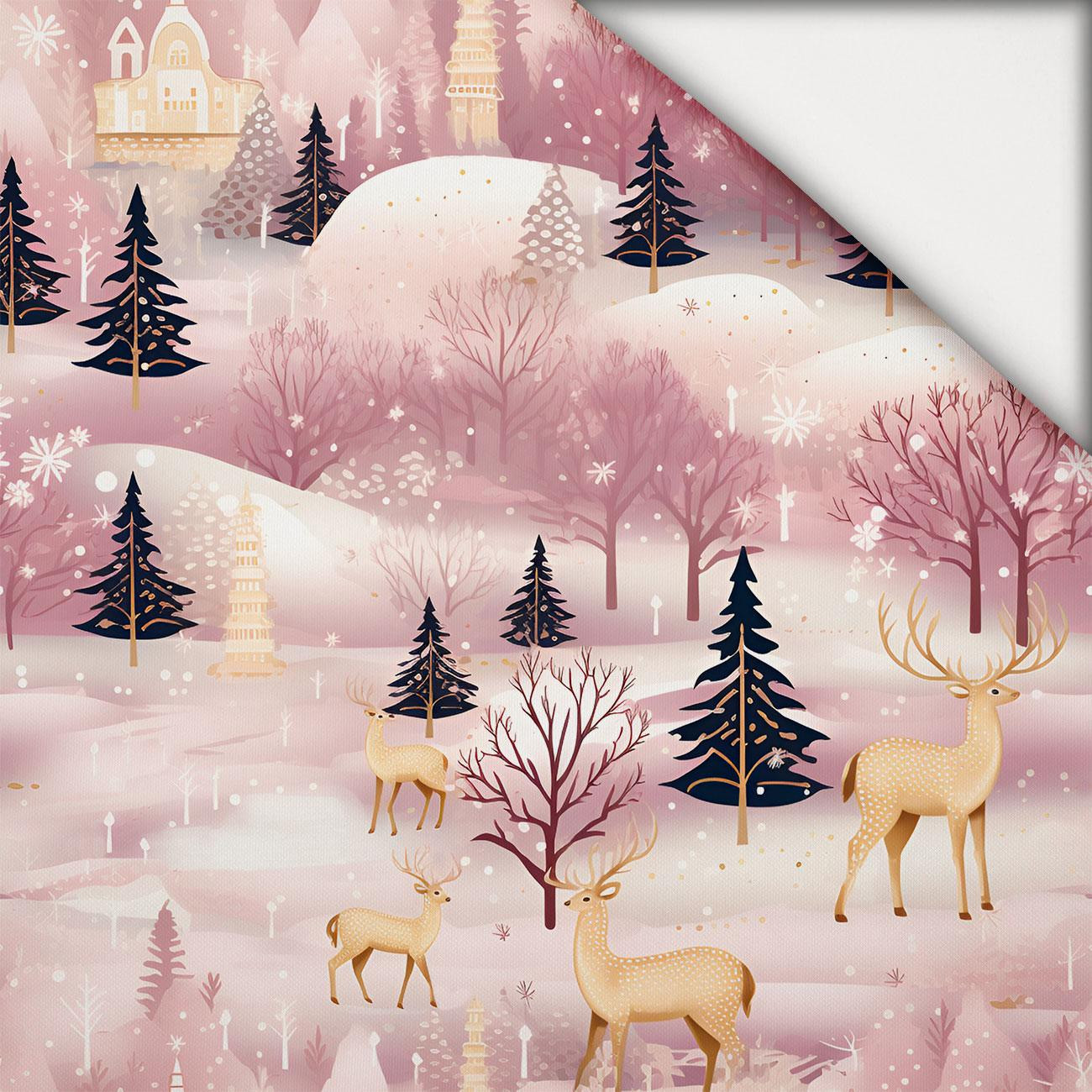 Pink Vintage Christmas wz. 1 - lekka dzianina drapana