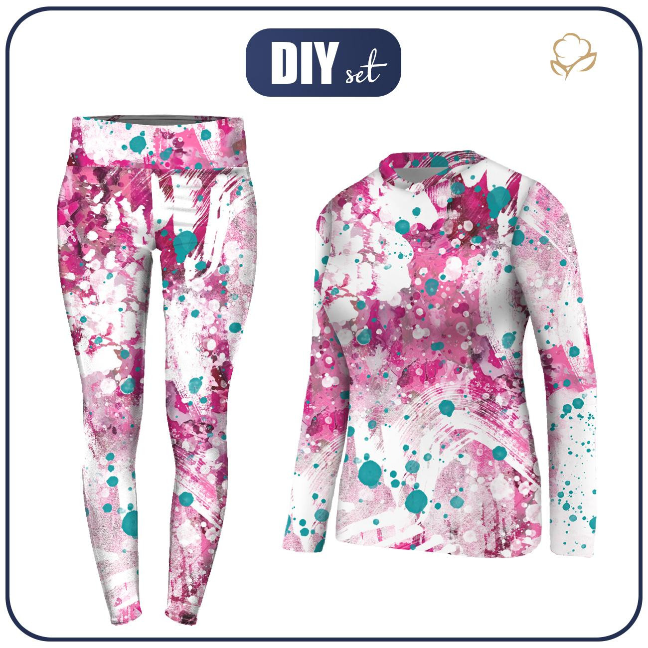 THERMO KOMPLET DAMSKI (JANE) - PINK SPLATTER - zestaw do uszycia