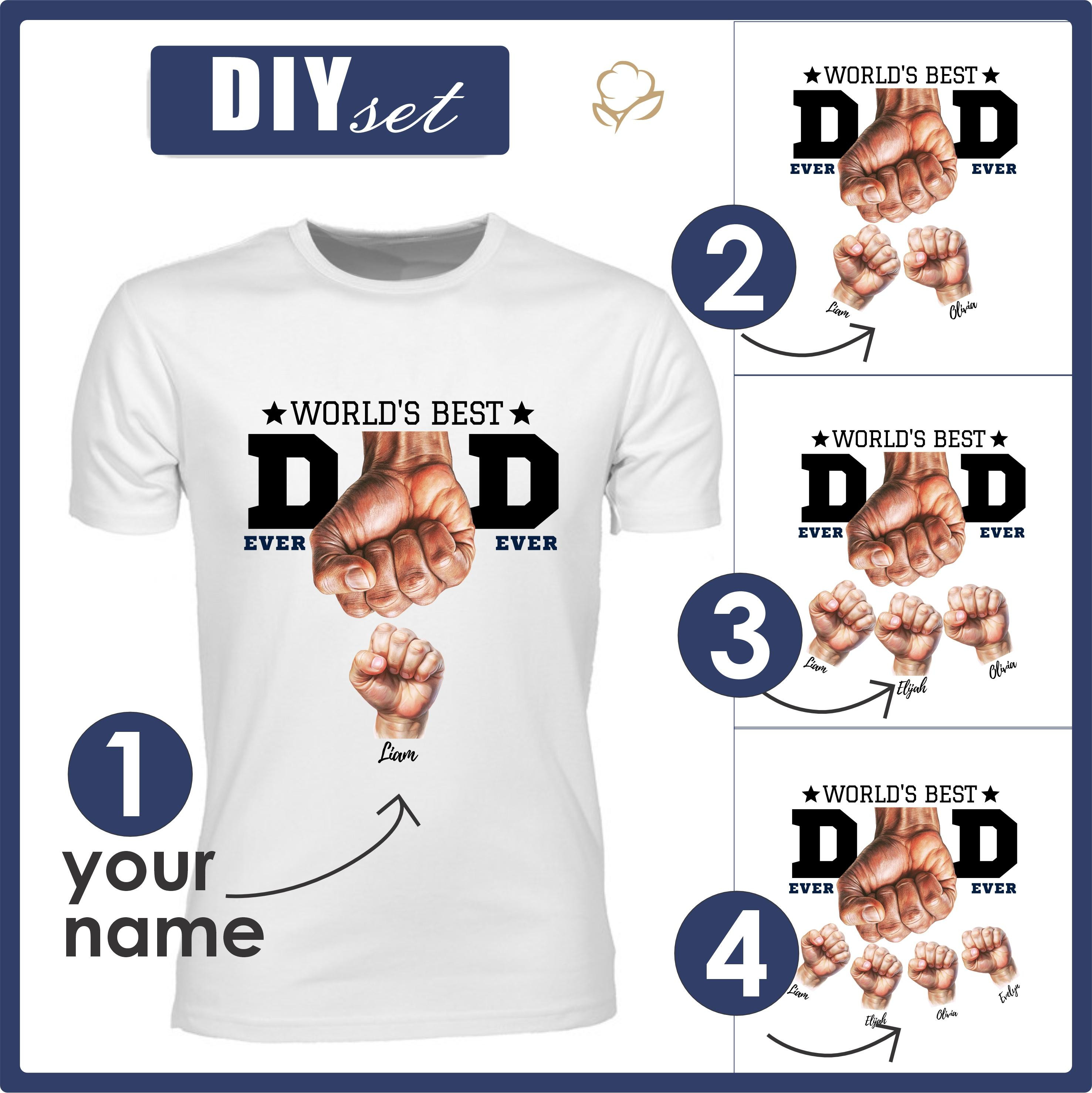 MĘSKI T-SHIRT Z WŁASNYM NADRUKIEM - WORLD'S BEST DAD EVER - ZESTAW DO USZYCIA