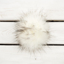 Pomponik futerkowy eko 12cm - melanż biały