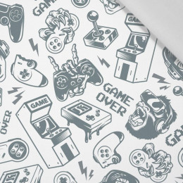 60CM GAME OVER ( retro ) / biały - tkanina bawełniana