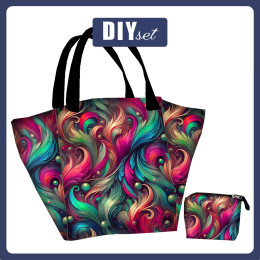 Torba XL z saszetką 2 w 1 - COLORFUL FEATHERS - zestaw do uszycia