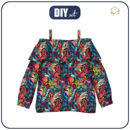 Bluzka hiszpanka (VIKI) - COLORFUL LEAVES wz. 5 - zestaw do uszycia