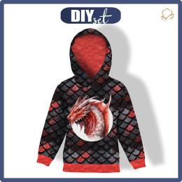 DZIECIĘCA BLUZA Z KAPTUREM (ALEX) - dragon red  - zestaw do uszycia (czerwony)
