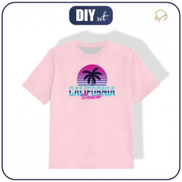 T-SHIRT DZIECIĘCY - CALIFORNIA BEACH / róż - single jersey