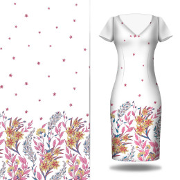 KWIATY (wzór 7) / biały - panel sukienkowy