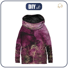 BLUZA DAMSKA (FURIA) NIETOPERZ Z KOMINEM - KWIATY / złoty kontur wz. 1 / AKWARELOWY MARMUR - zestaw do uszycia