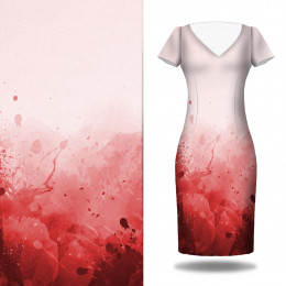KLEKSY (czerwony) - panel sukienkowy single jersey 120g