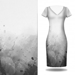 KLEKSY (szary) - panel sukienkowy Len 100%
