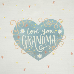  Love you Grandma/ stokrotki i gwiazdki- panel tkanina bawełniana (50cmx75cm)