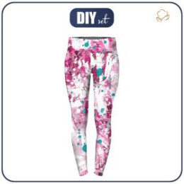 THERMO LEGGINSY DAMSKIE "GRETA" XS - PINK SPLATTER - zestaw do uszycia 