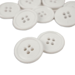 Guzik okrągły plastikowy 15mm czterodziurkowy - biały