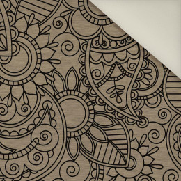 MEHNDI CZARNE / melanż beżowy- Welur tapicerski