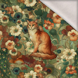 ART NOUVEAU CATS & FLOWERS WZ. 2 - PANEL (75cm x 80cm) dzianina drapana z elastanem ITY